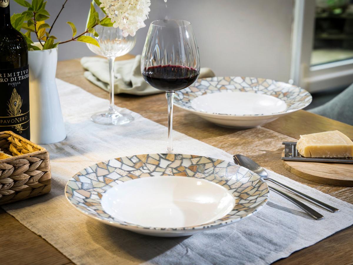 Set Krožnikov Za Testenine Stone Siena, 4-Delni - bela/bež, Basics, keramika (27cm) - Creatable