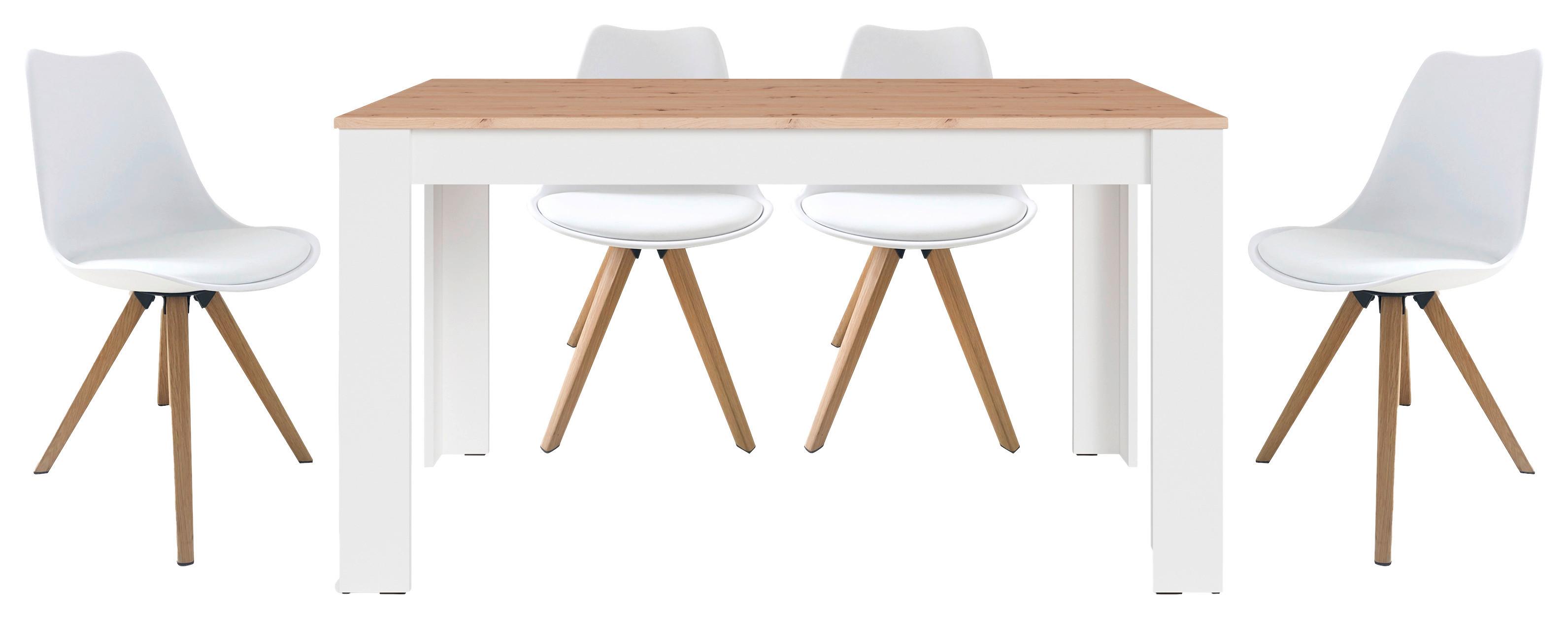 TISCHGRUPPE KIRA - Eichefarben/Weiß, MODERN, Holzwerkstoff/Textil - MID.YOU