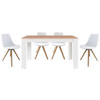 TISCHGRUPPE KIRA - Eichefarben/Weiß, MODERN, Holzwerkstoff/Textil - MID.YOU