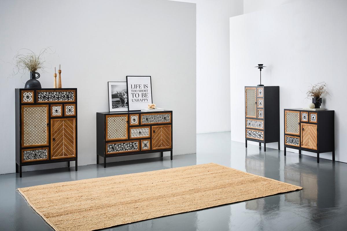 KOMODA HEIKE - kolor naturalny/czarny, Romantik / Landhaus, materiał drewnopochodny/metal (80/84/38cm) - Landscape