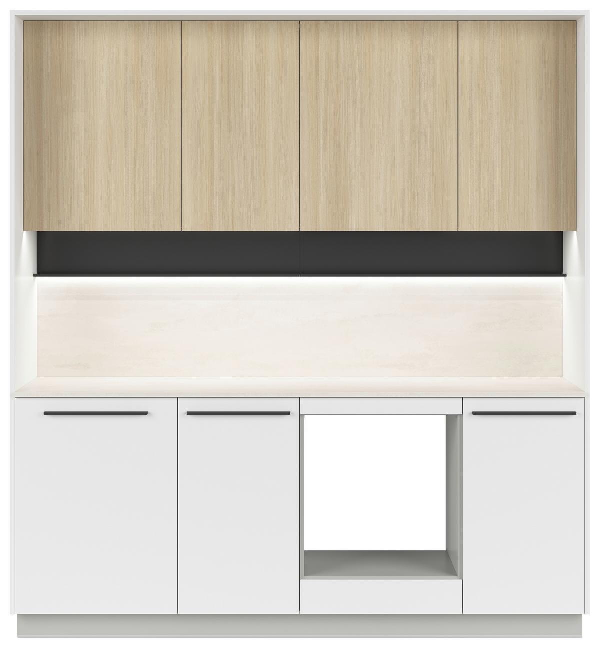 Küchenblock Milino o. E-Geräte Sandfarben - Eichefarben/Schwarz, Basics, Holzwerkstoff/Kunststoff (210cm) - Visiona