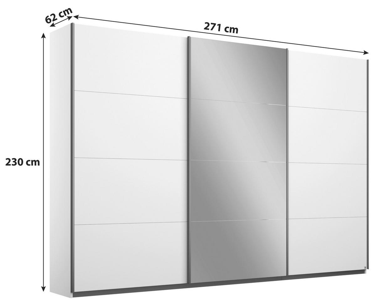 Ormar S Kliznim Vratima Belluno - bijela/boje aluminija, Moderno, drvni materijal/metal (271/230/62cm) - Modern Living