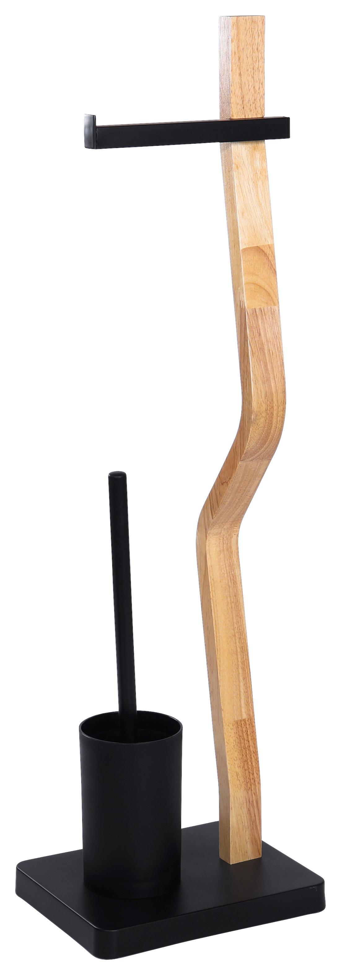 Wc-garnitura S Ščetko Emilio, Naravne Barve, Črna - črna/naravne barve, Trend, umetna masa/leseni material (23/75/18cm) - Homezone