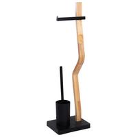 Wc-garnitura S Ščetko Emilio, Naravne Barve, Črna - črna/naravne barve, Trend, umetna masa/leseni material (23/75/18cm) - Homezone