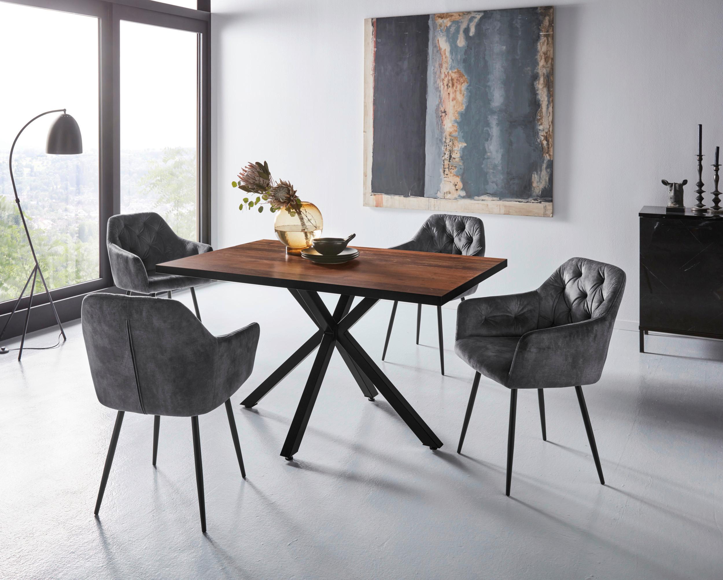 TISCHGRUPPE CLEO I G - Anthrazit/Eiche Artisan, MODERN, Holzwerkstoff/Textil (140/76/90cm) - P & B