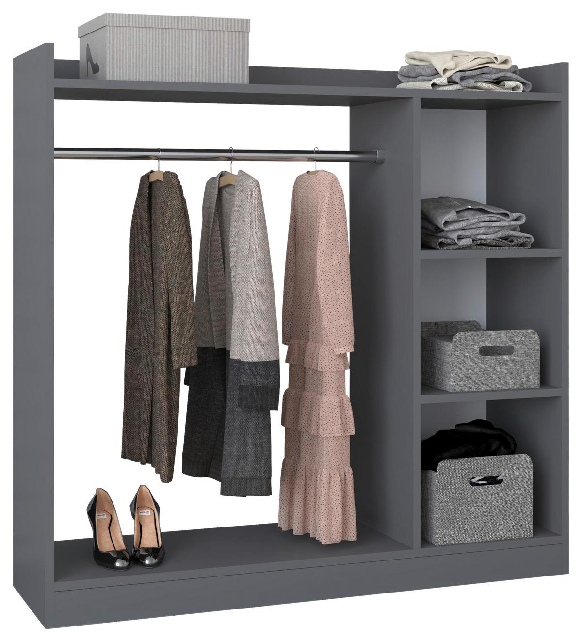 KLEIDERSCHRANK PALOSA M - Anthrazit, Design, Holzwerkstoff (124/120/35cm) - MID.YOU