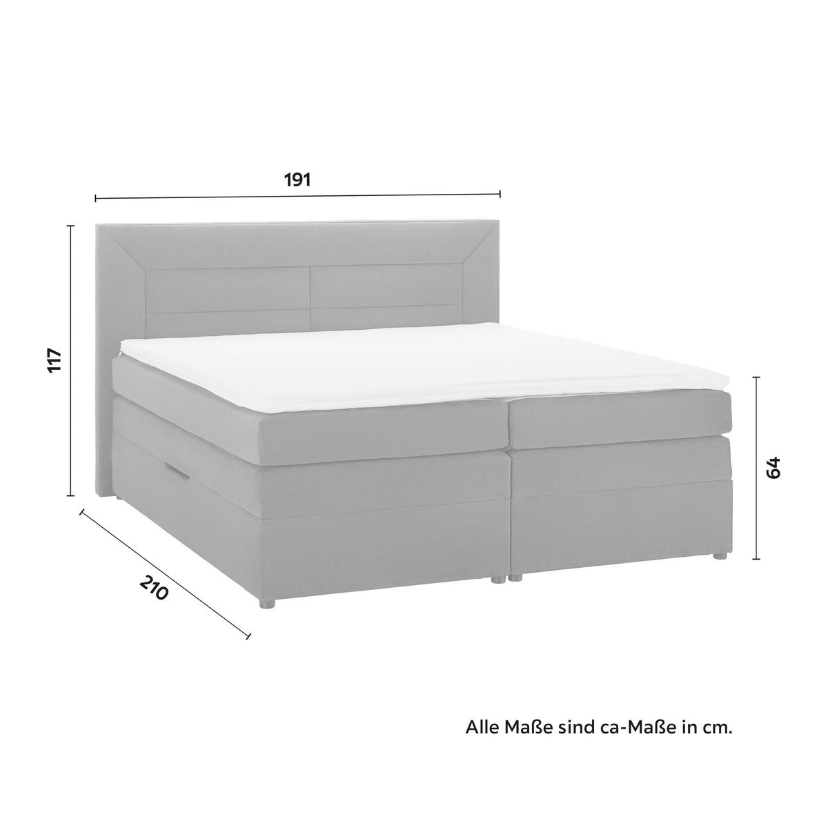 Boxspringbett Maja ca. 180x200 cm Grau mit Topper - Schwarz/Grau, Modern, Holz/Kunststoff (180/200cm) - Bessagi Home