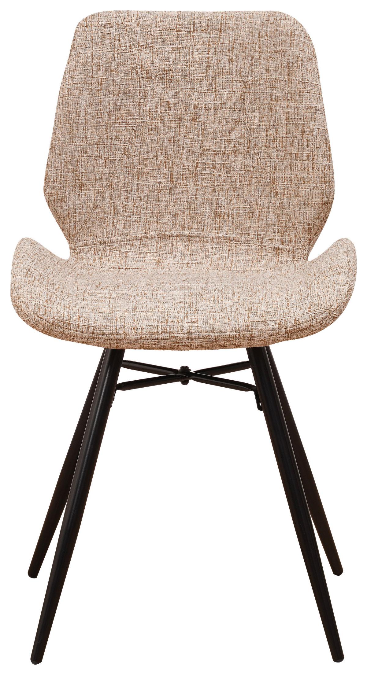 STUHL-SET BARRON - Beige/Schwarz, Design, Textil/Metall (47/82/55cm) - MID.YOU