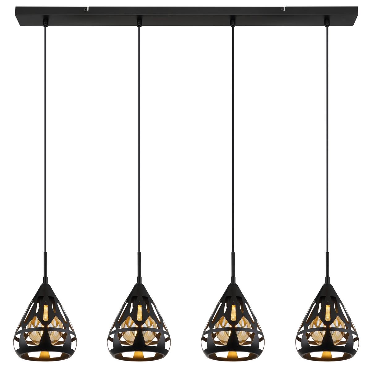 Hängeleuchte Hassan Schwarz max. 40 Watt - Schwarz, Basics, Kunststoff/Metall (92/17/120cm) - Globo