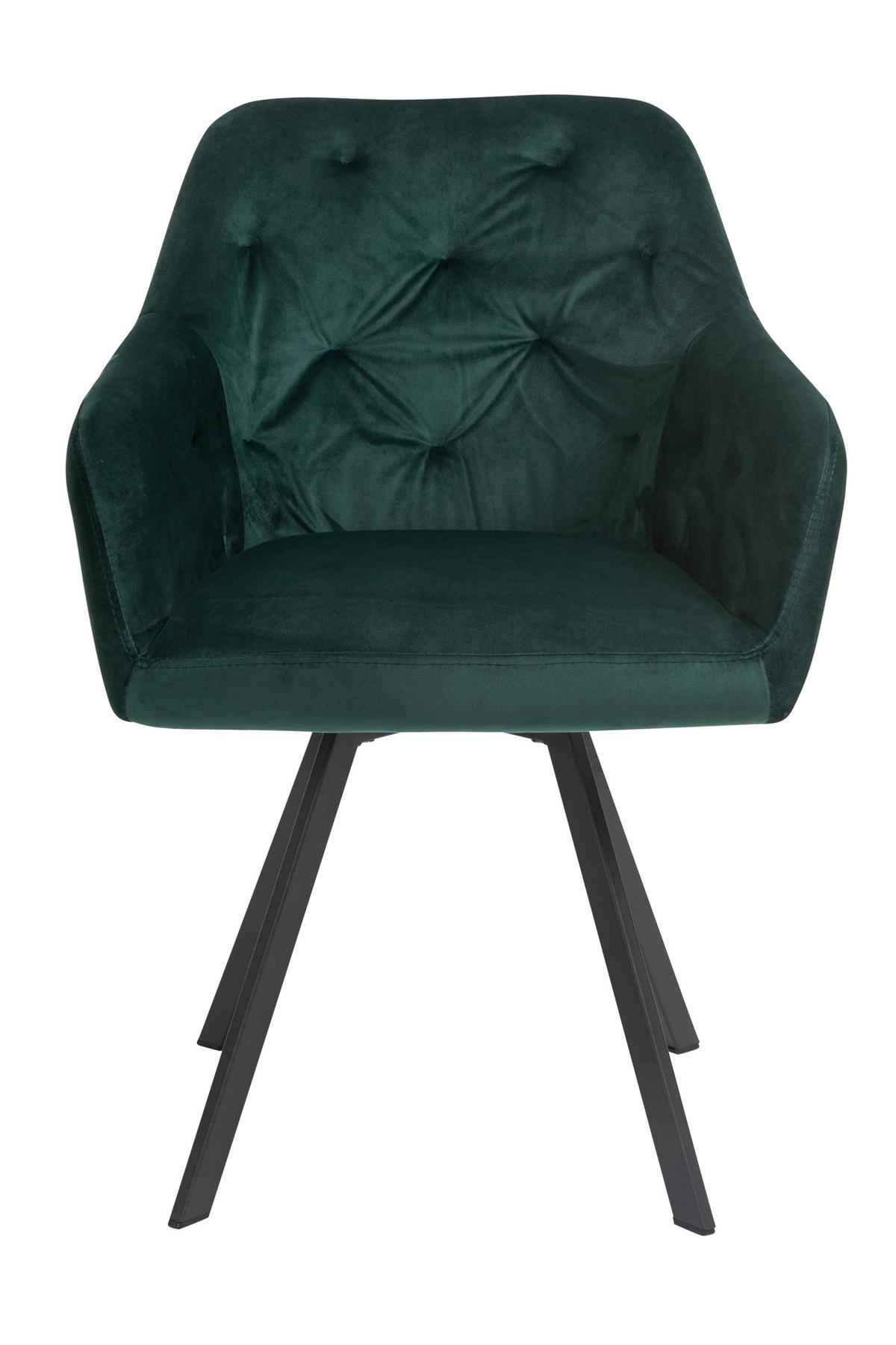 Naslanjač Samt, Gozdno Zelena, Vrtljiv - črna/gozdno zelena, Moderno, kovina/tekstil (61/85/62cm) - Livetastic