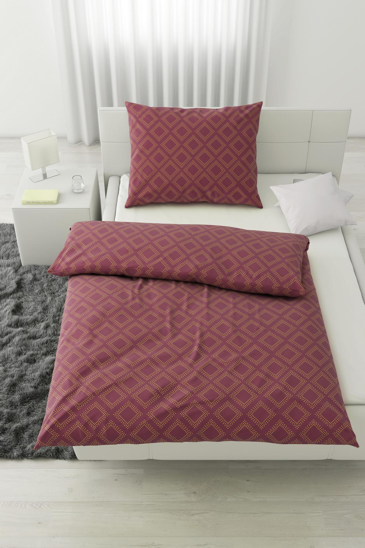 Bettwäsche Ornament ca. 160x210cm - Gelb/Weinrot, Lifestyle, Textil (160/210cm) - Modern Living
