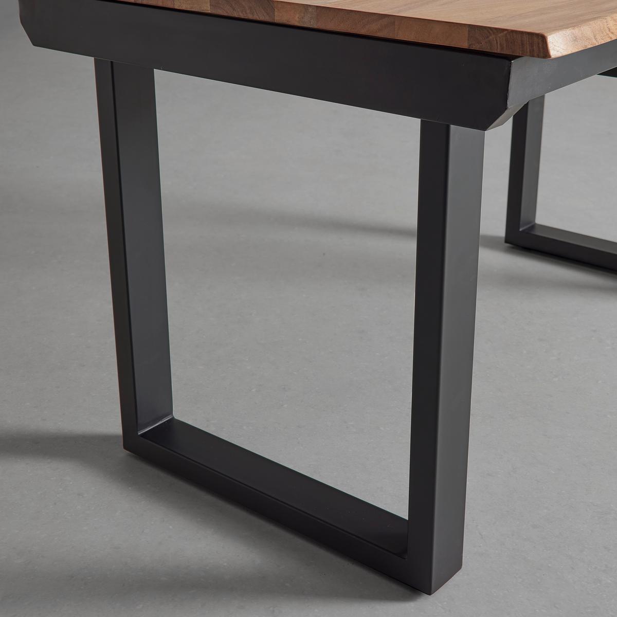 STÓŁ ROZSUWANY MALMO - kolor naturalny/czarny, Modern, metal/drewno (140-180/90/76cm) - Bessagi Home