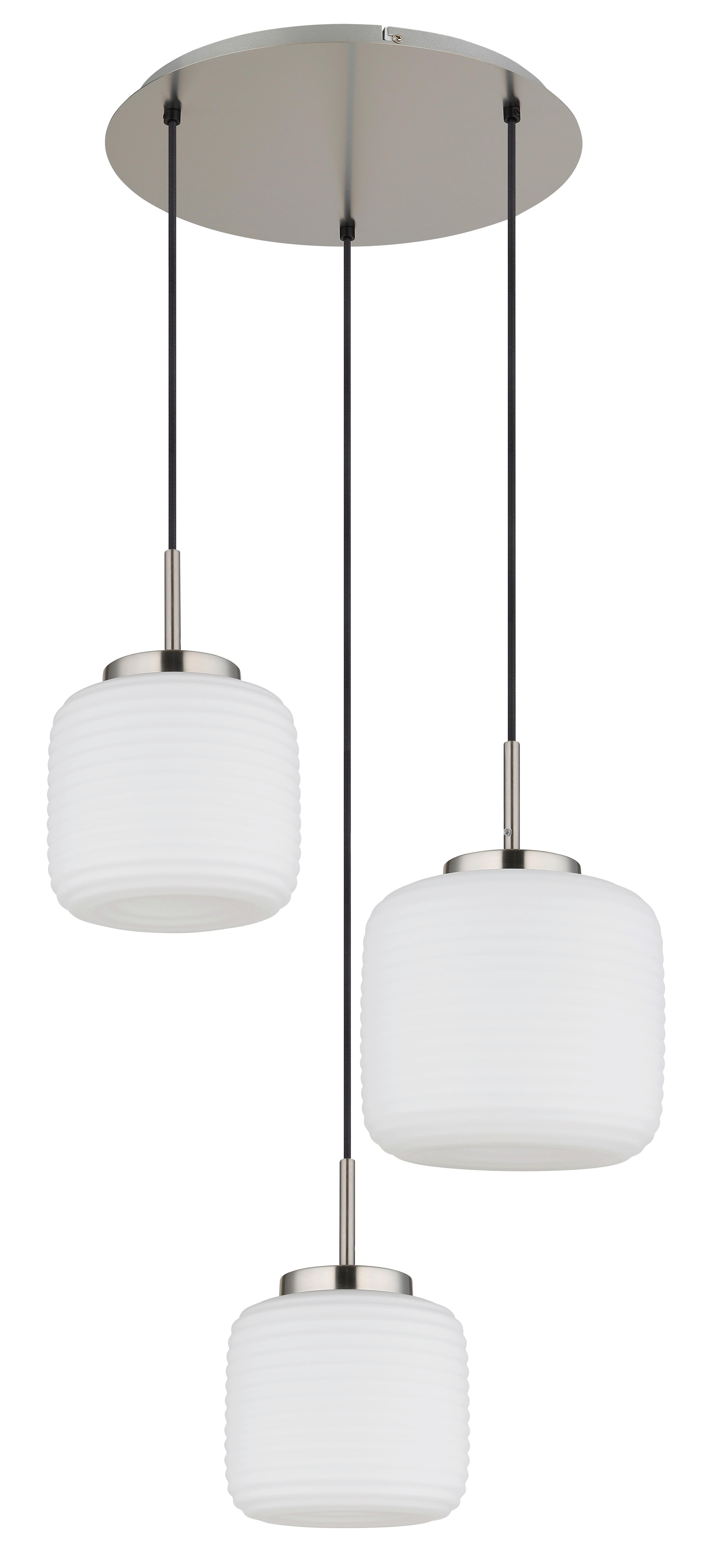 HÄNGELEUCHTE 15772-3HR KLADORA - Weiss/Schwarz, Konventionell, Glas/Textil (52,5/130cm) - Globo