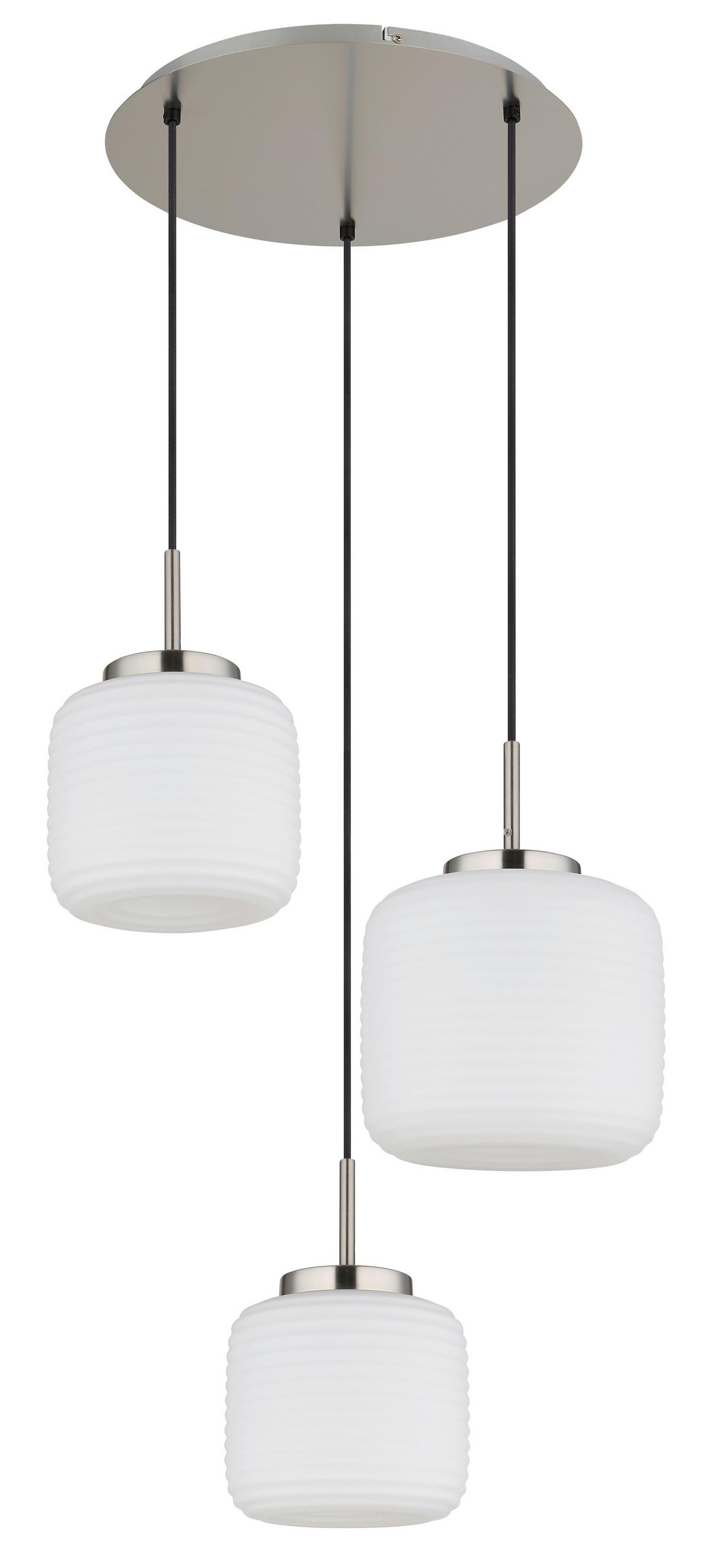 HÄNGELEUCHTE 15772-3HR KLADORA - Weiss/Schwarz, Konventionell, Glas/Textil (52,5/130cm) - Globo