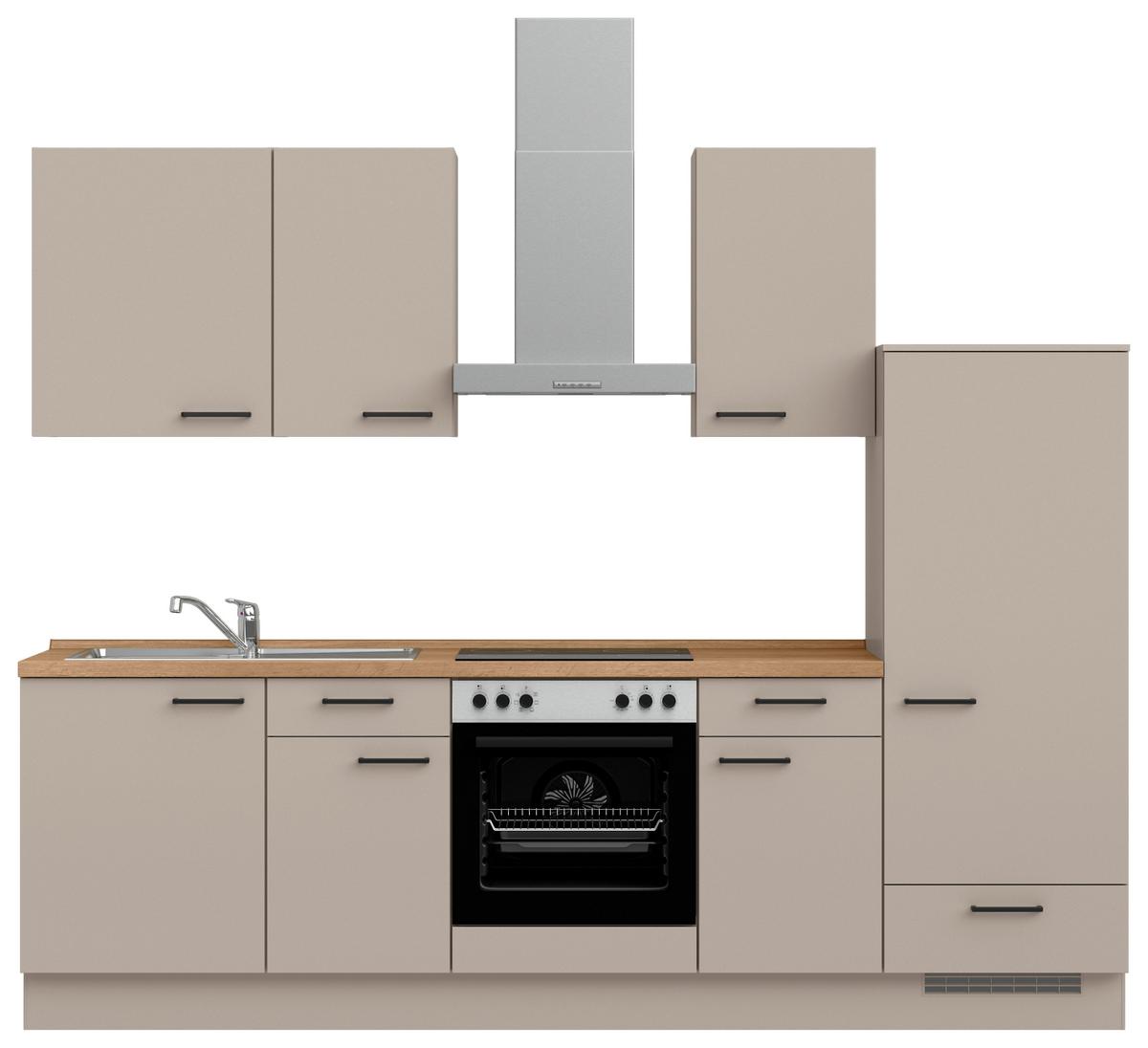 Küchenleerblock Easytouch Low o. Geräte Sandfarben - Sandfarben/Eichefarben, MODERN, Holzwerkstoff/Metall (270cm) - Nobilia