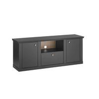 Lowboard Lincoln Schwarz/Eichefarben - Eichefarben/Messingfarben, Design, Holzwerkstoff/Metall (158/62/42cm) - MID.YOU