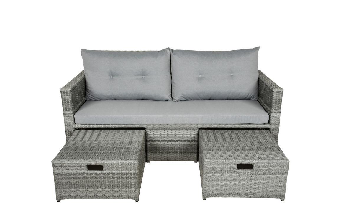 Loungesofa Malta Grau - Schwarz/Grau, Basics, Kunststoff/Textil (180/86/135cm) - Gardenson