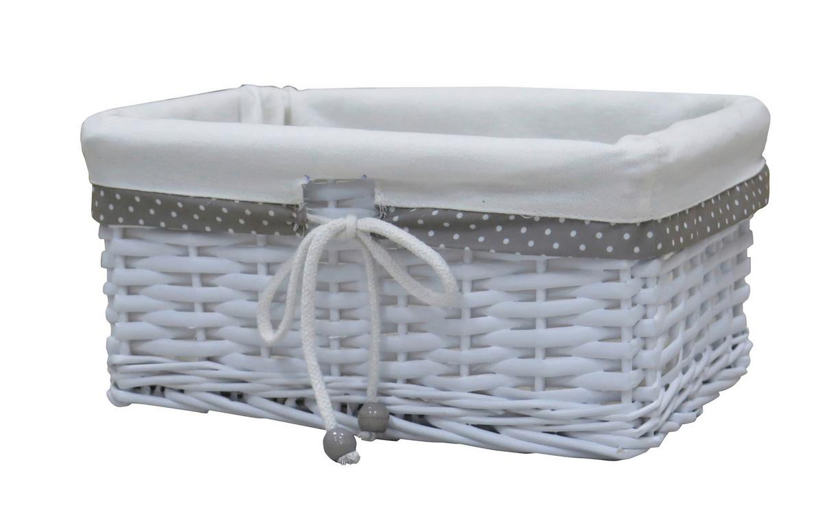 Coș Ruby S - alb, Konventionell, lemn/textil (30/14/20cm) - Mömax