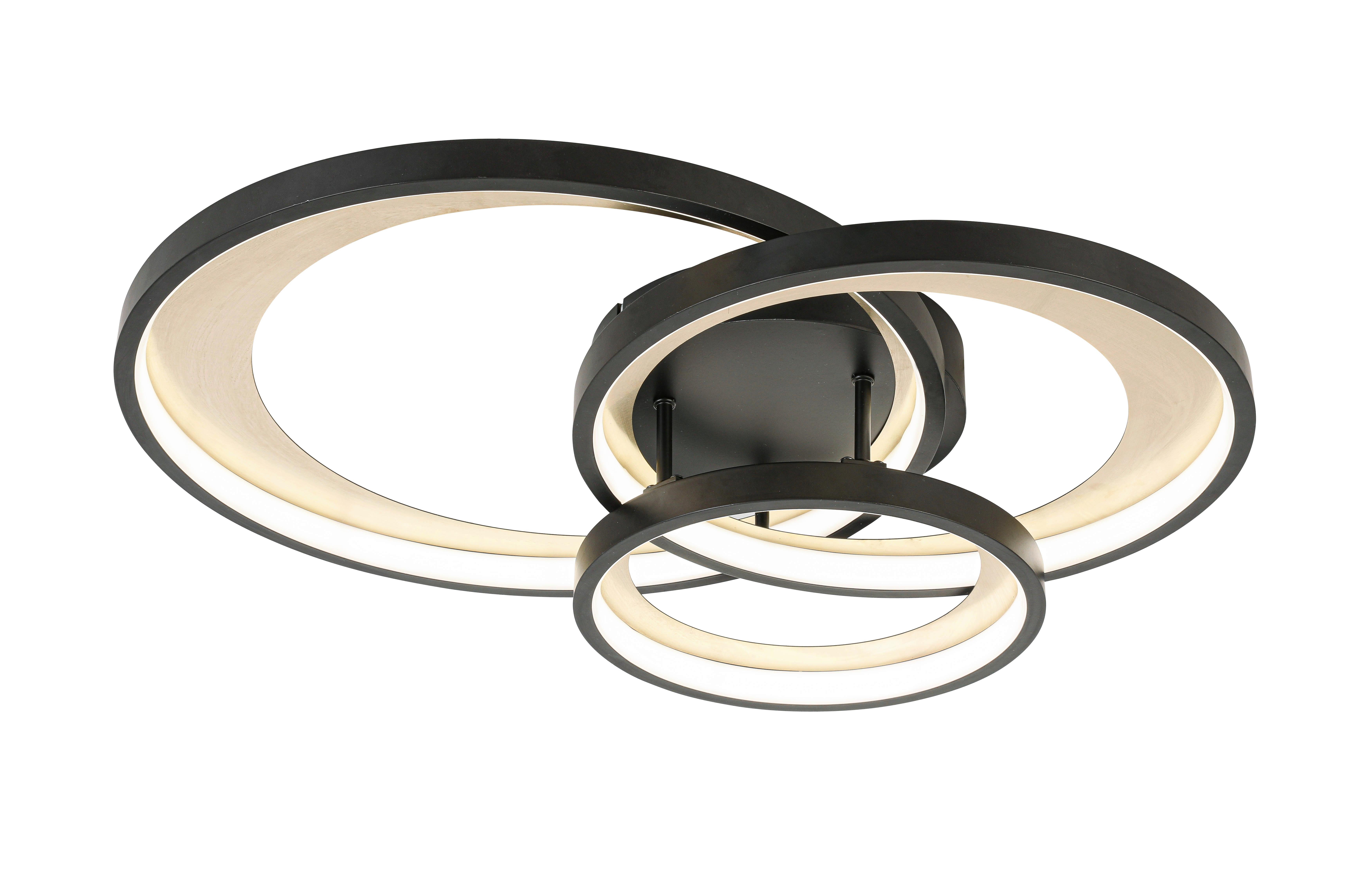 LAMPA SUFITOWA LED MATTEO - kolor mosiężny/czarny, Design, tworzywo sztuczne/metal (54,2/46,8/11cm) - Novel