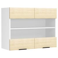 Kuhinjska Zgornja Omarica Fasola, Bela, Hrast, Š 80cm - črna/bela, Trend, umetna masa/steklo (80/60/31cm) - MID.YOU