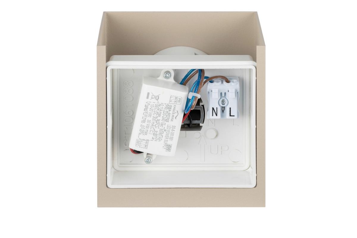 KINKIET LED ATLAS *SBN* - kolor piaskowy, Basics, tworzywo sztuczne/metal (10/10/10cm) - Novel