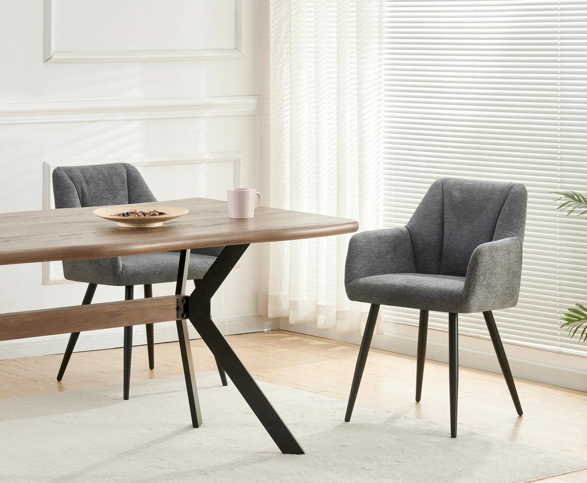 STUHL-SET BELLA - Anthrazit/Schwarz, Modern, Textil/Metall (55/82/62cm) - MID.YOU