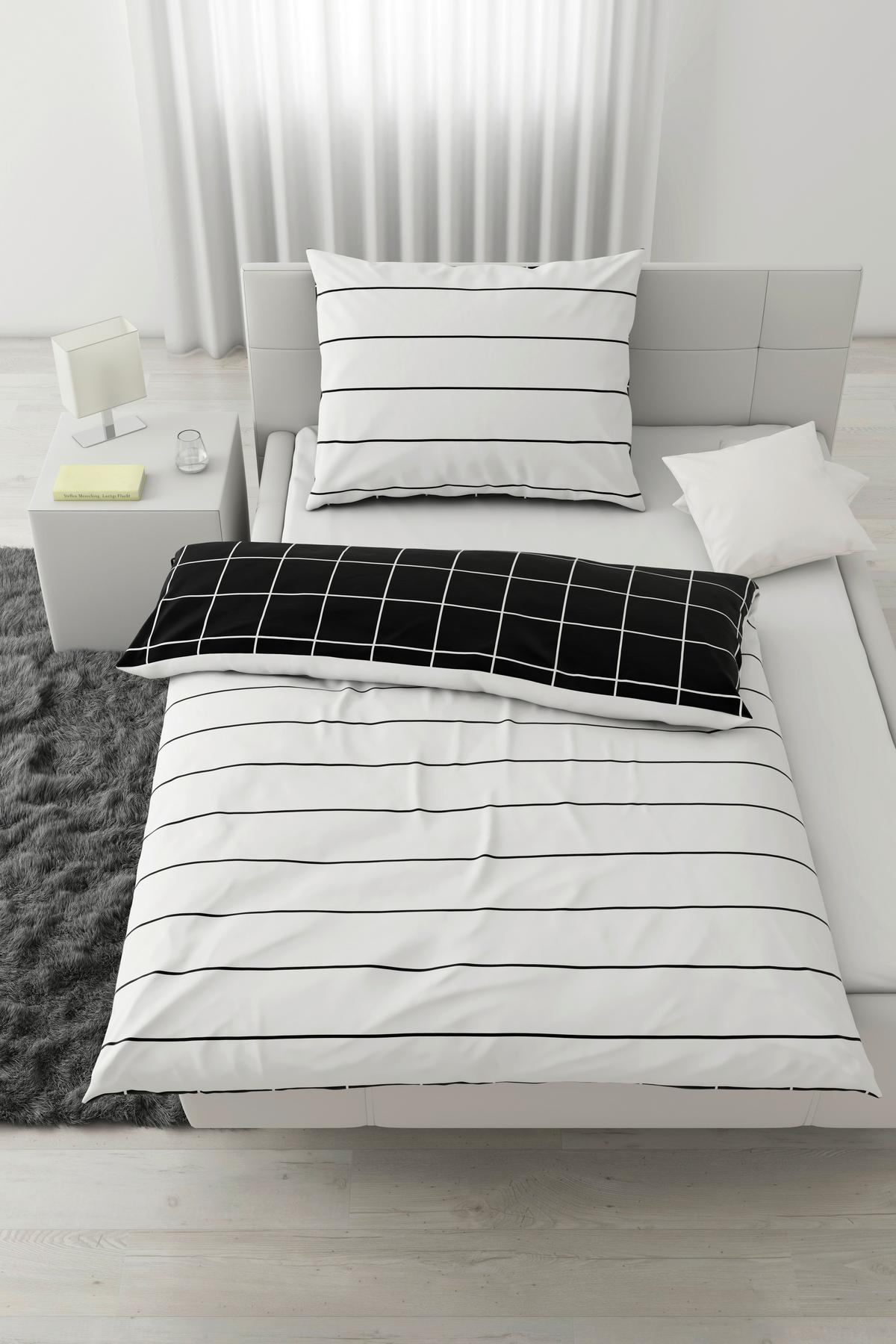 Ágyneműhuzat-garnitúra Kira - fekete/fehér, Modern, textil (140/200cm) - Modern Living