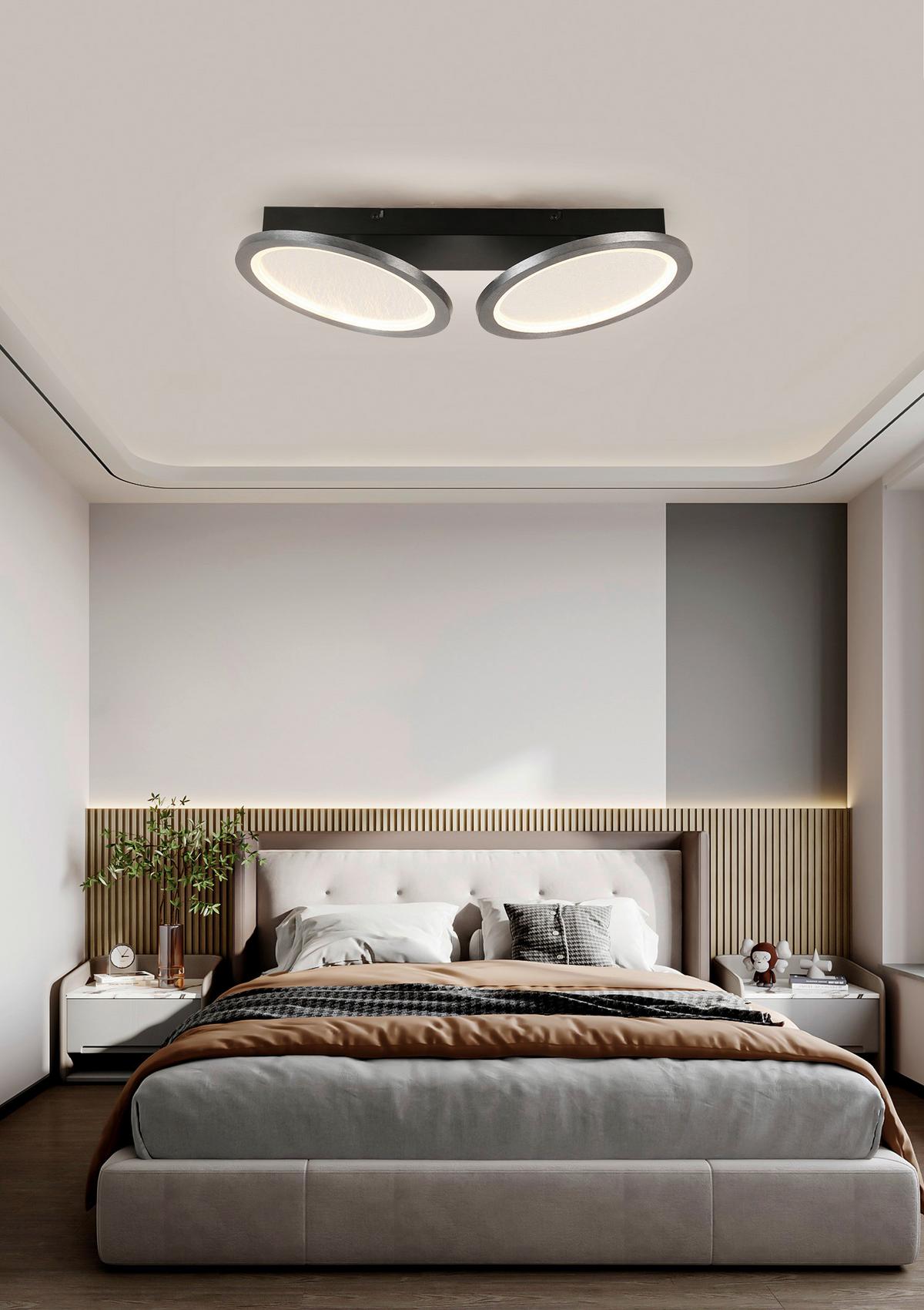 plafonnier LED max. 22,8 Watt - Graphitfarben/Schwarz, Modern, Kunststoff/Metall (51/25/8,1cm) - Modern Living