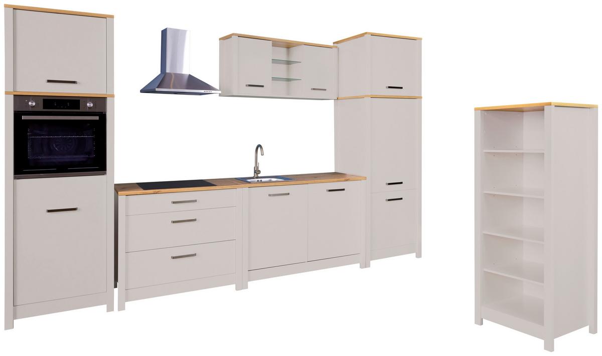 Küchenleerblock Bundle 9 o. Geräte Kaschmir - Kaschmir/Silberfarben, MODERN, Glas/Holzwerkstoff (430cm) - home24