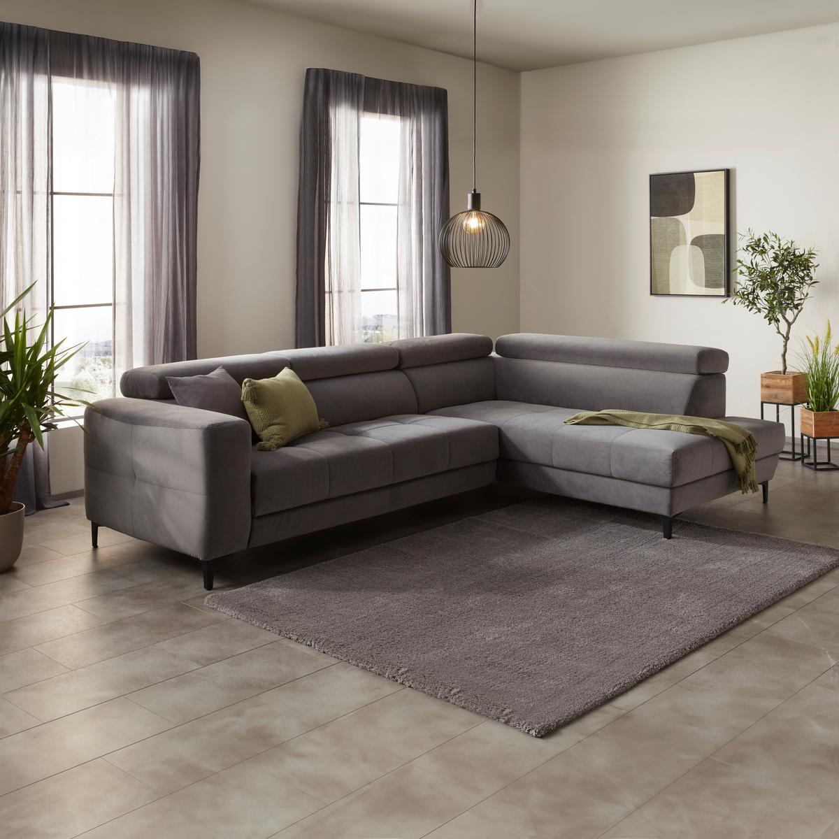 Kutna Garnitura Emma - siva/crna, Moderno, tekstil (301/47/210cm) - Modern Living