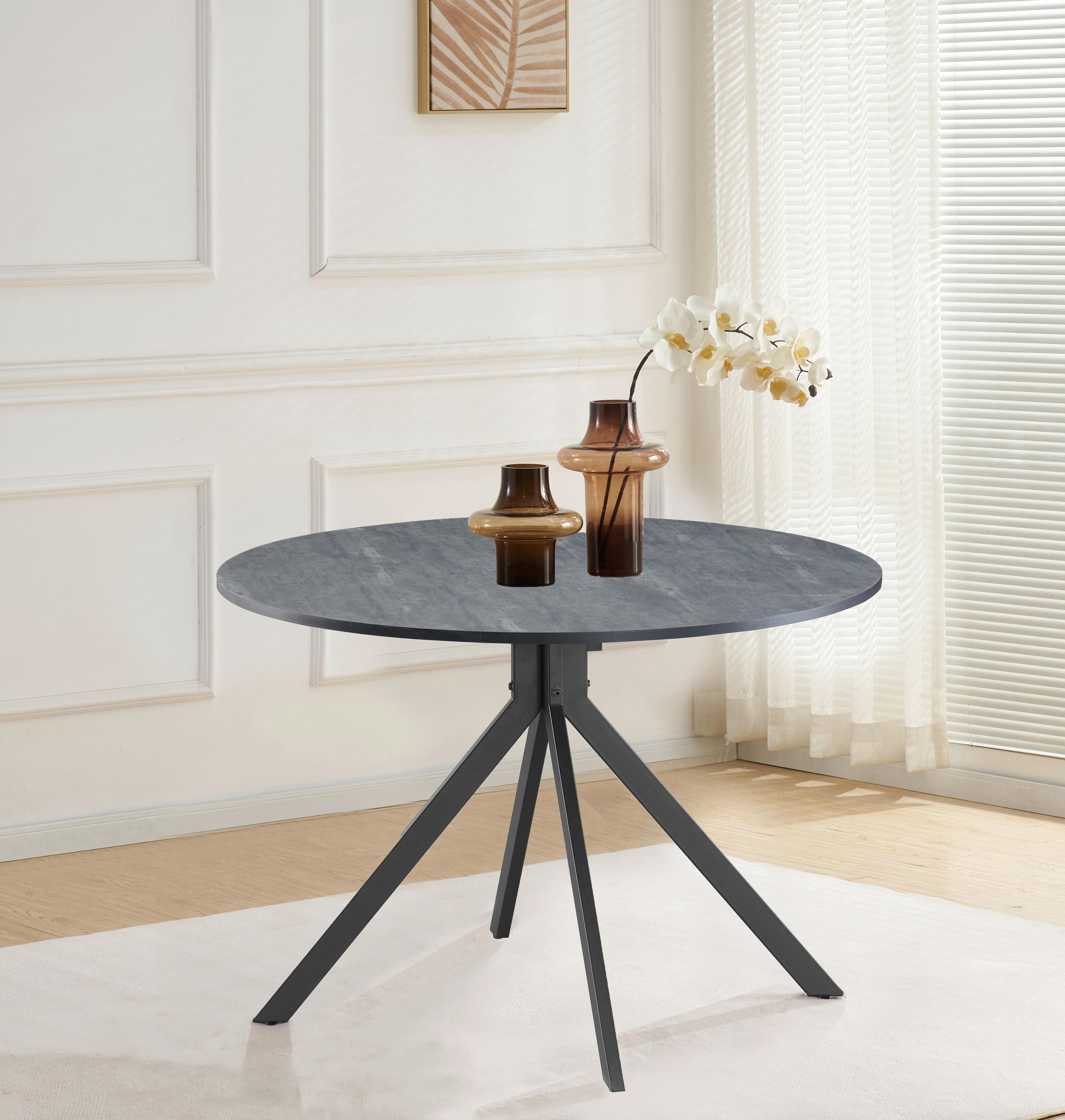 Jedilna Miza Lennox, Siva, Ø 110cm - siva/črna, Konvencionalno, kovina/leseni material (110/76/110cm) - MID.YOU