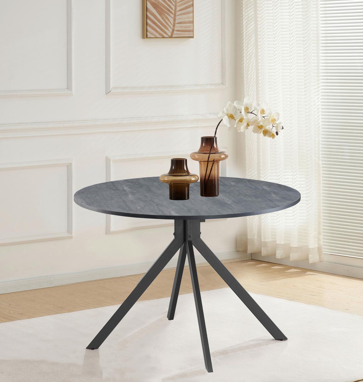 Jedilna Miza Lennox, Siva, Ø 110cm - siva/črna, Konvencionalno, kovina/leseni material (110/76/110cm) - MID.YOU