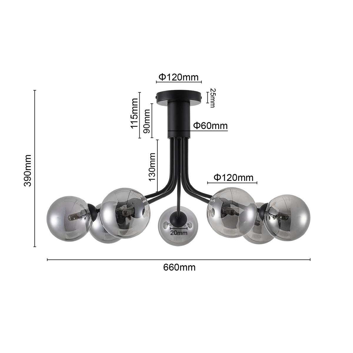 LAMPA SUFITOWA WIDNES - ciemnoszary, Design, metal/szkło (65/40cm) - Novel