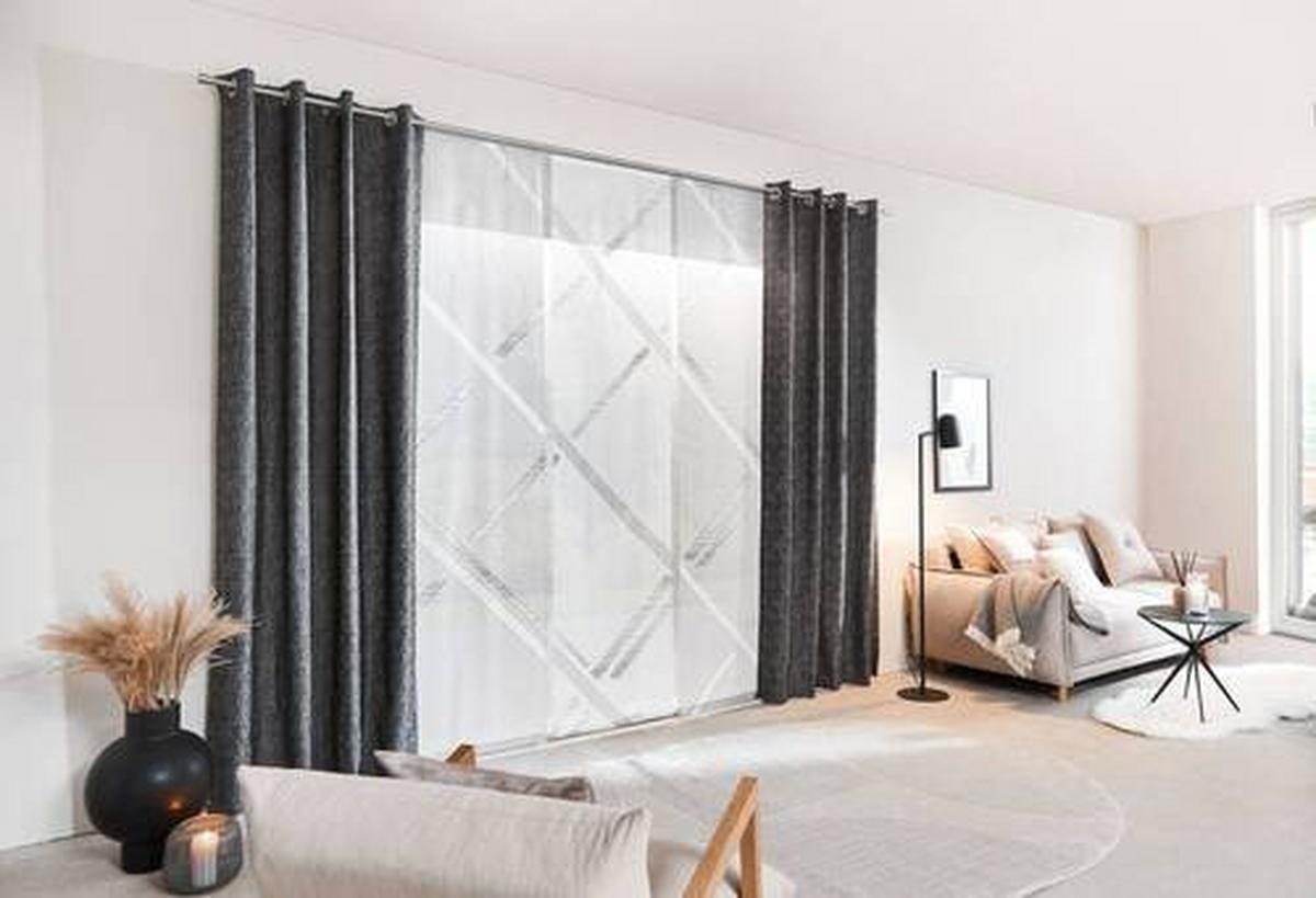 ZASŁONA PANELOWA MALMÖ - antracytowy, Design, tkanina (60/245cm) - Novel