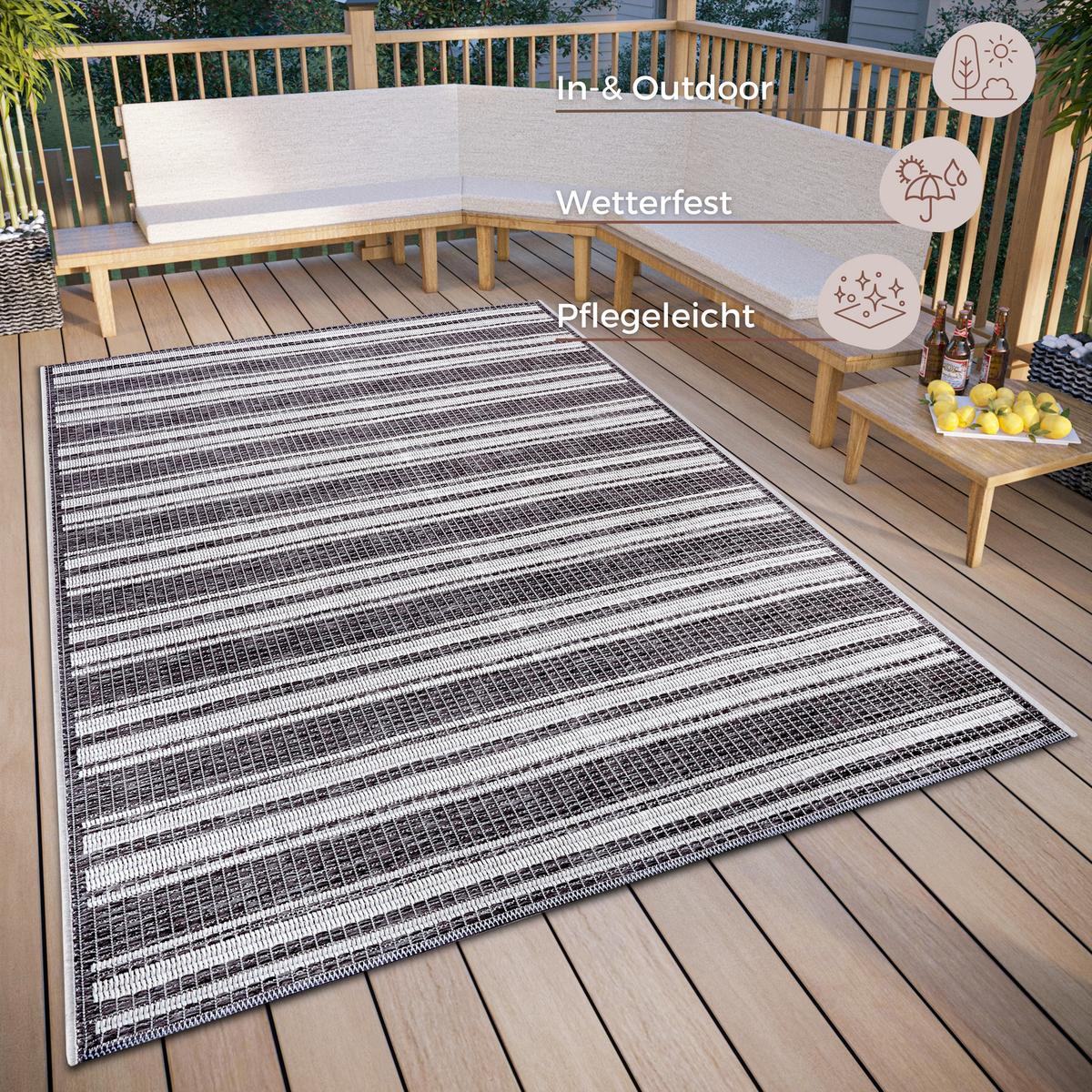 Outdoorteppich Temu Grau/Beige ca. 63x120cm - Beige/Grau, Design, Kunststoff (63/120cm)