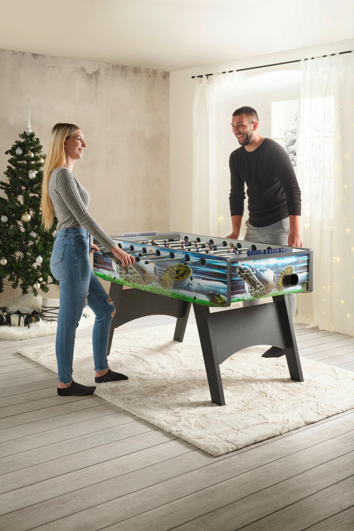 Tischfußball Lukas ca. 142x86x74cm - Blau/Chromfarben, Lifestyle, Holz/Kunststoff (142/86/74cm) - Based