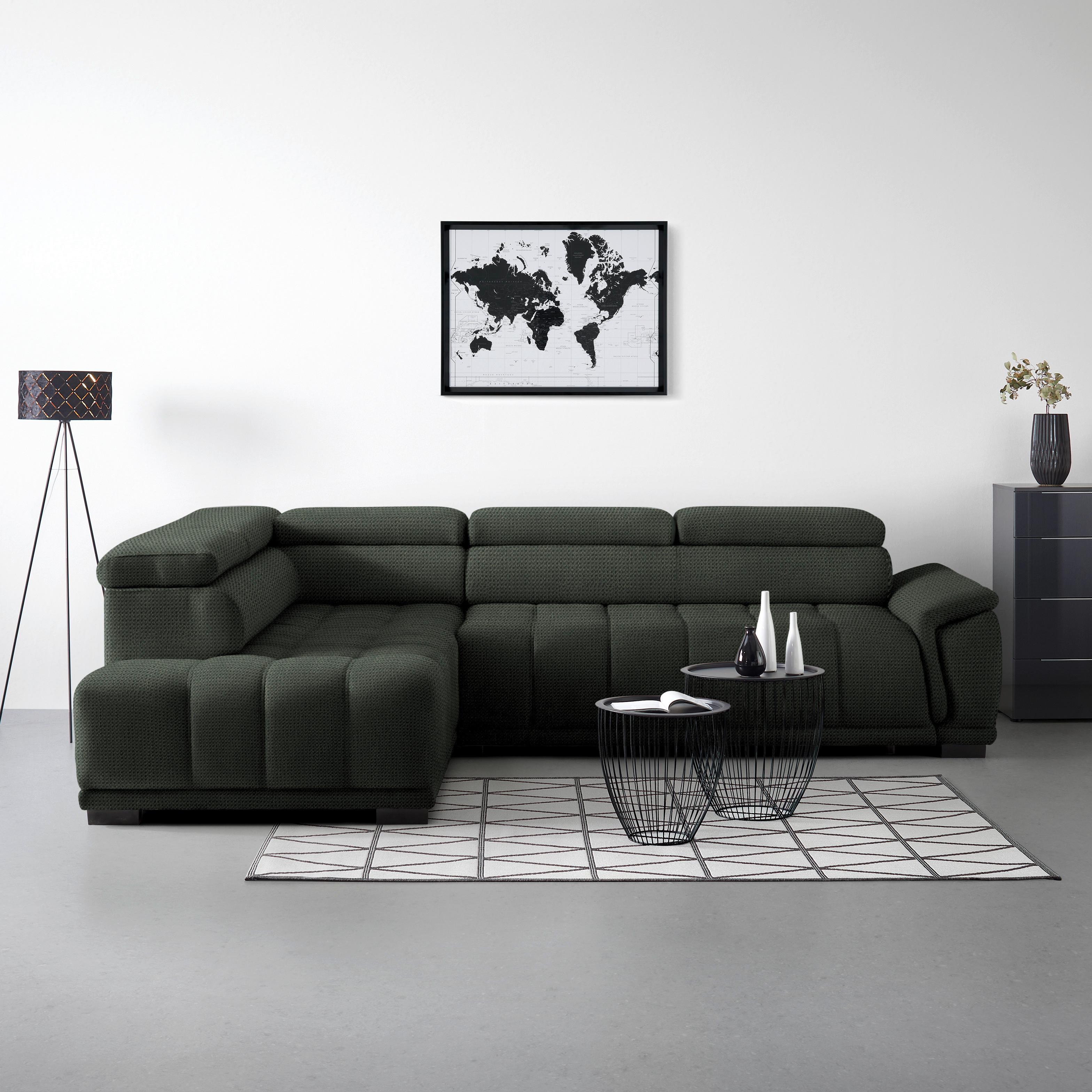 Ecksofa Gremio Links Dunkelgrün - Dunkelgrün/Schwarz, MODERN, Kunststoff/Textil (206/283cm) - Premium Living