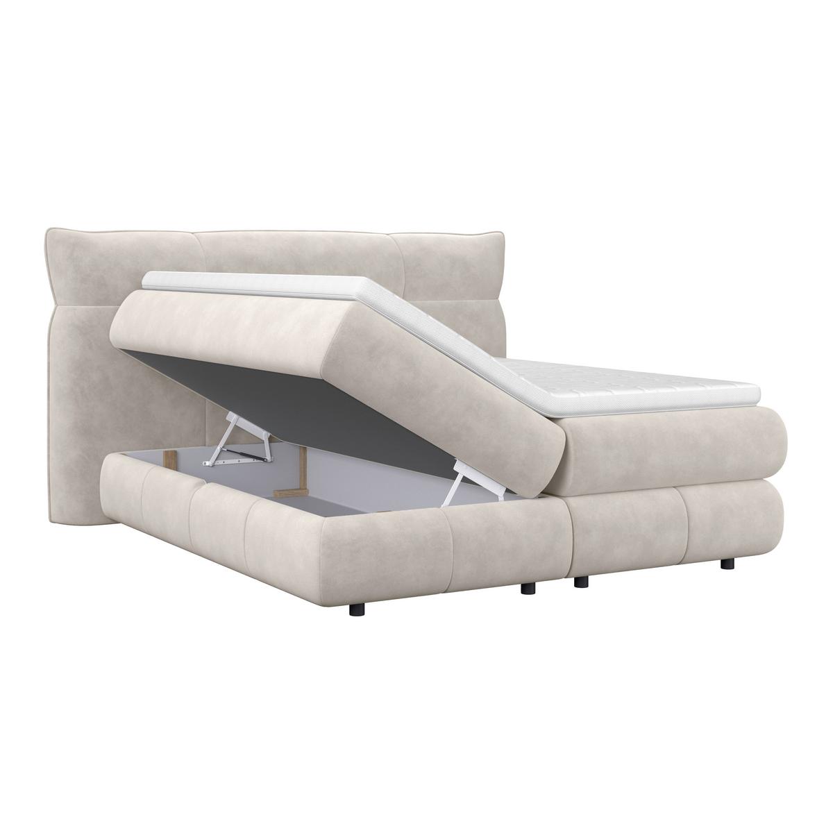 Boxspring Krevet Carmelo - bež/crna, Trend, tekstil/plastika (160/200cm) - Premium Living