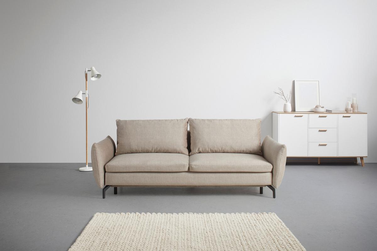 Zofa Mido, Bež, Ležišče - črna/bež, Moderno, kovina/tekstil (224/89/109cm) - Mömax