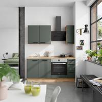 Küchenblock Easytouch m. Geräten Dunkelgrün - Dunkelgrün/Eichefarben, MODERN, Holzwerkstoff/Metall (180cm) - Nobilia