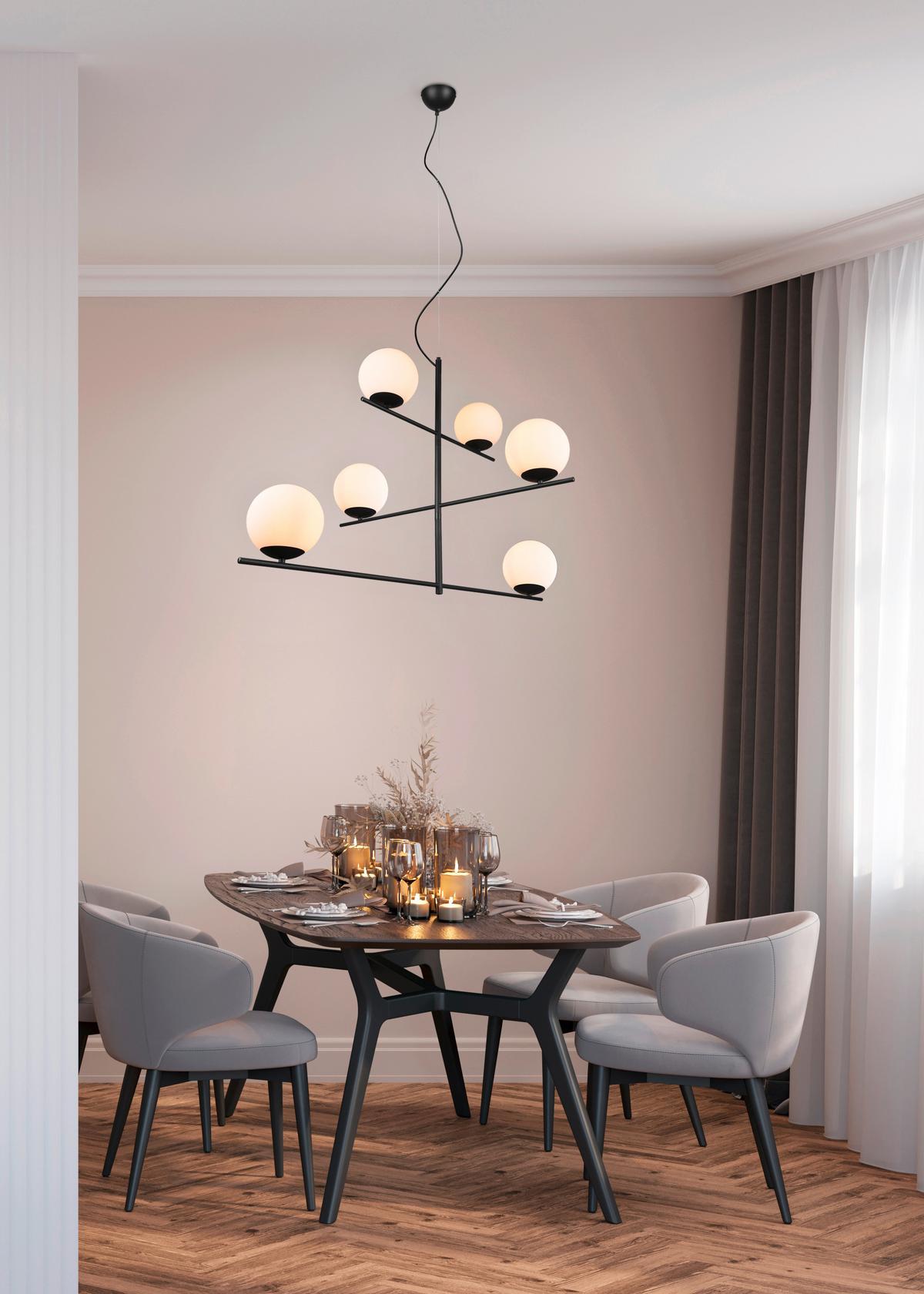 Pendelleuchte Pure Schwarz max. 28 Watt - Schwarz/Weiß, MODERN, Glas/Metall (115/150/80cm) - Trio Leuchten