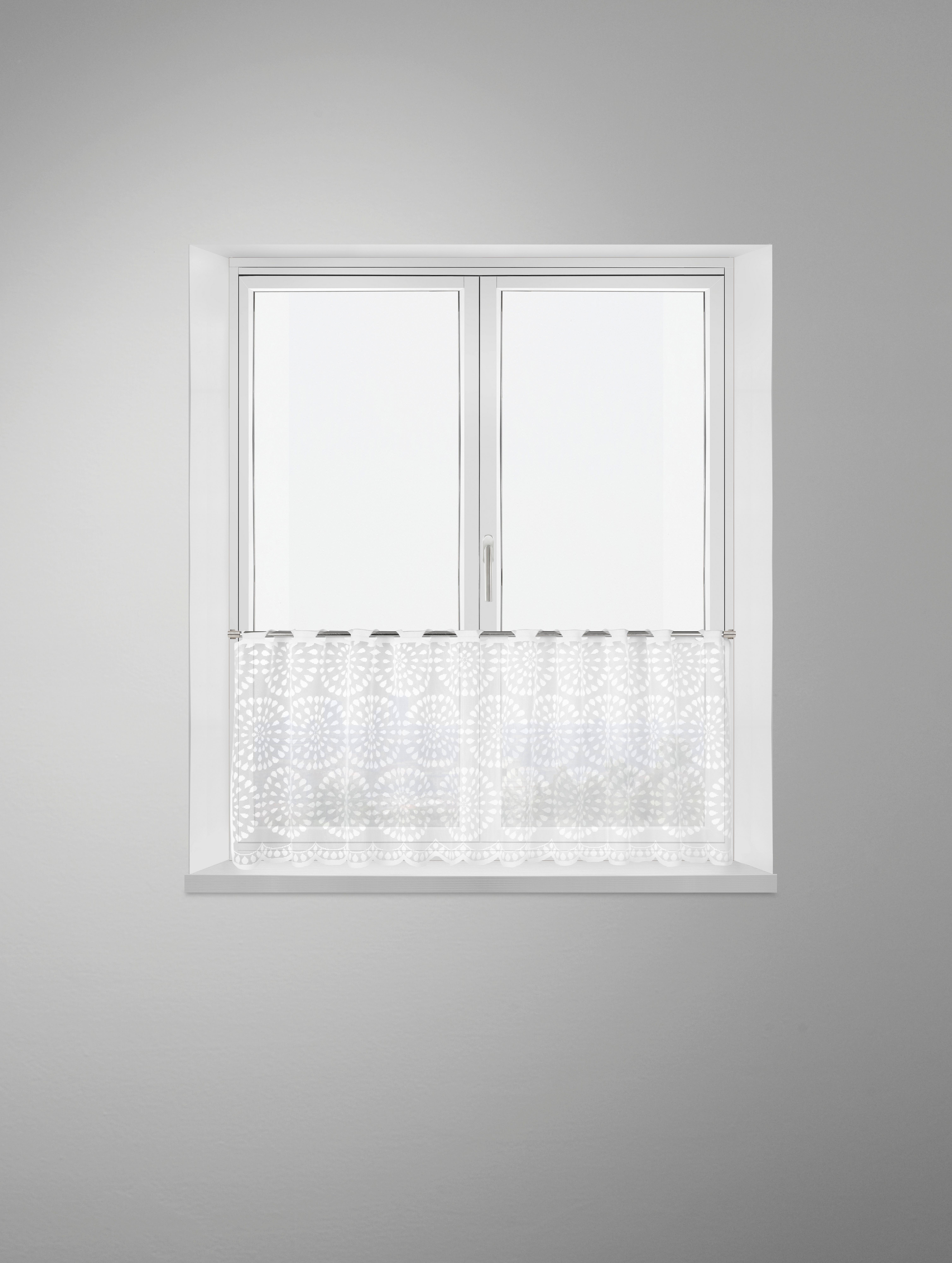 Kurzgardine Circles in Weiß ca. 150x45cm - Weiß, ROMANTIK / LANDHAUS, Textil (150/45cm) - Modern Living