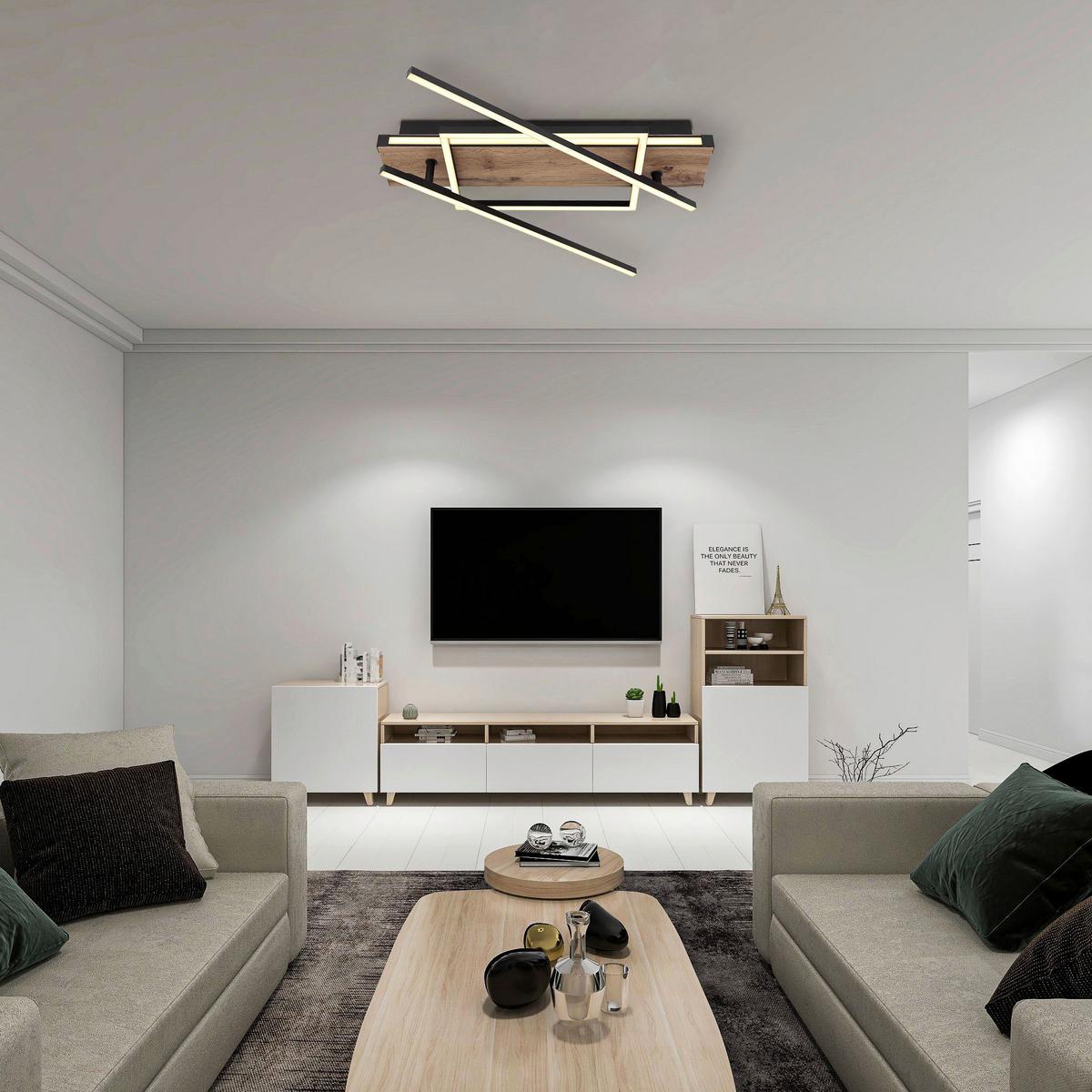 Stropna Led-svetilka Colli, S Sijalko - črna/temno rjava, Design, kovina/umetna masa (120/88/12cm) - Globo