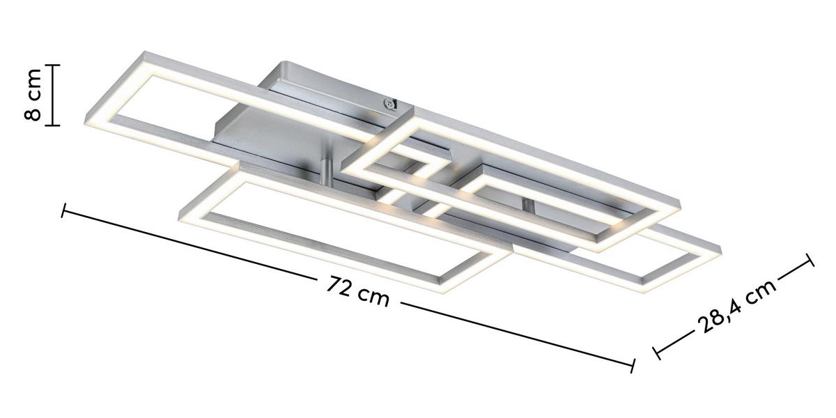 LED Mennyezeti Lámpa Mega - nikkelszínű/ezüstszínű, Modern, műanyag/fém (72/28,4/8cm) - Mömax