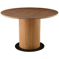 Jedilna Miza Jamie, Barva Oreha, Ø 120cm - barva oreha/črna, Trendi, kovina/leseni material (120/120/75cm) - MID.YOU