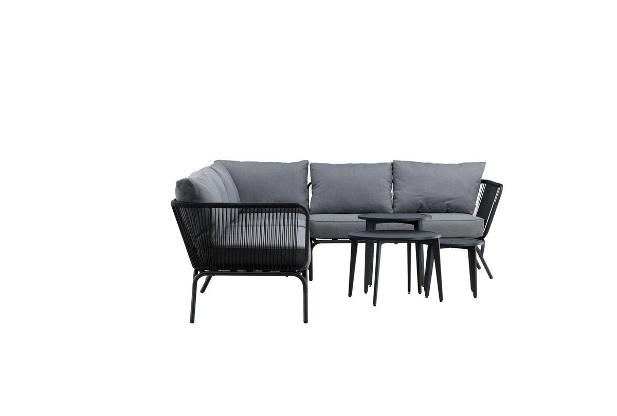 Dining-Loungeset Roxo ca. 283x221 cm Schwarz - Schwarz/Grau, KONVENTIONELL, Textil/Metall - Gardenson