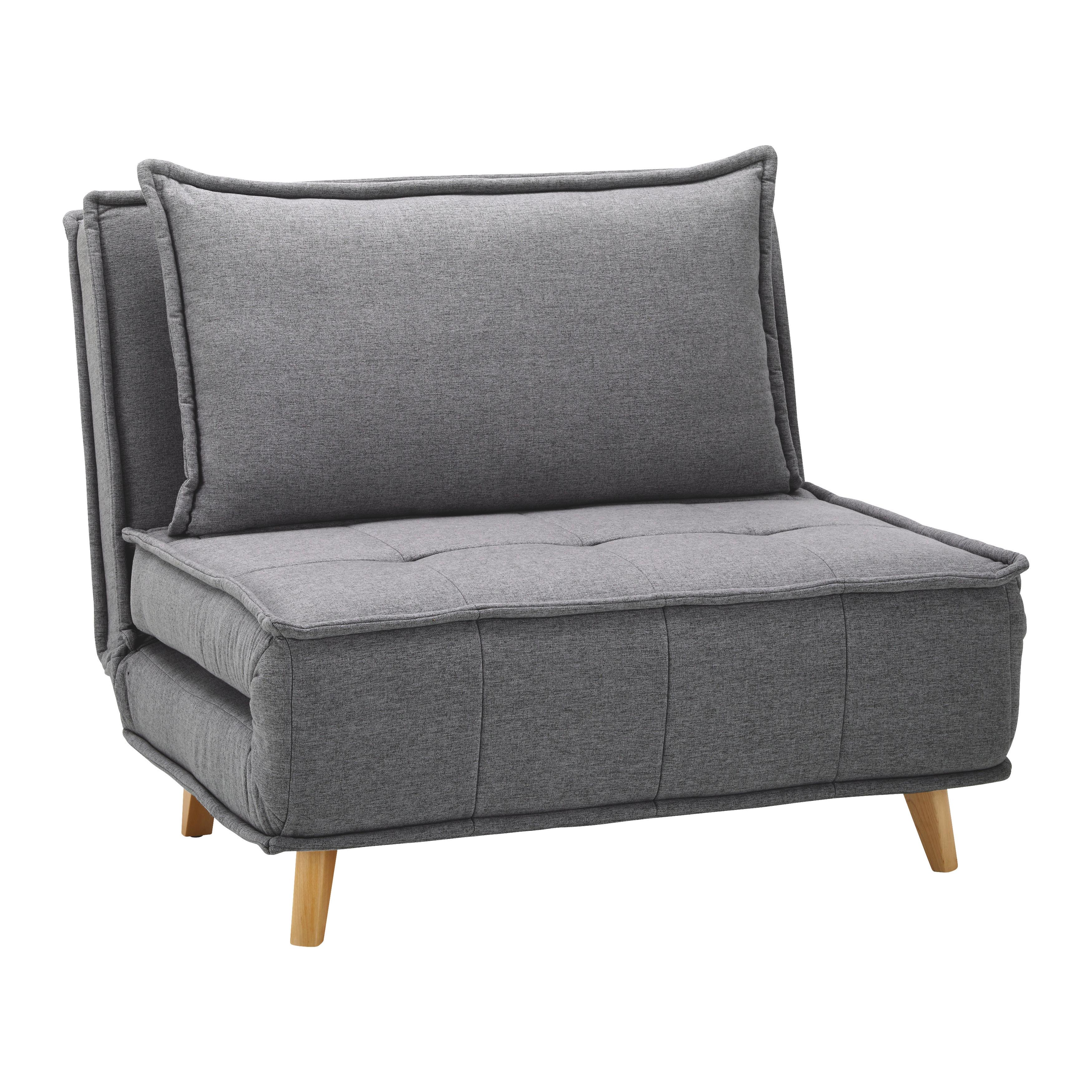 BÄDDFÅTÖLJ LAYLA - mörkgrå/naturfärgad, Modern, trä/textil (104/92/84cm) - Bessagi Home