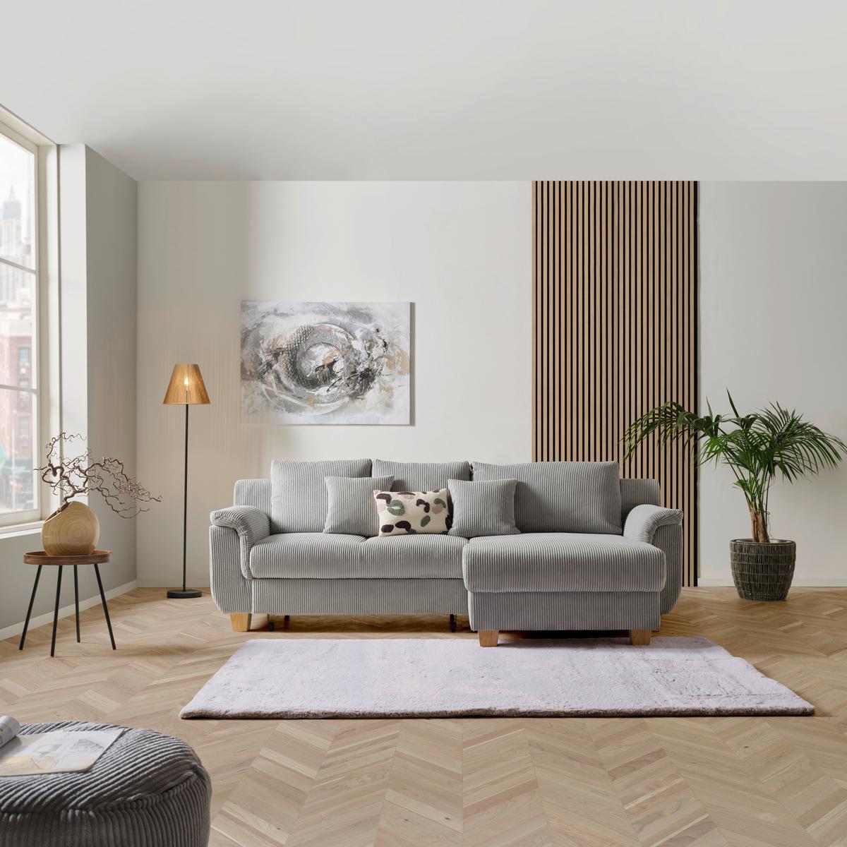 Colţar ALEX - gri deschis, Modern, textil (246/88cm) - Modern Living