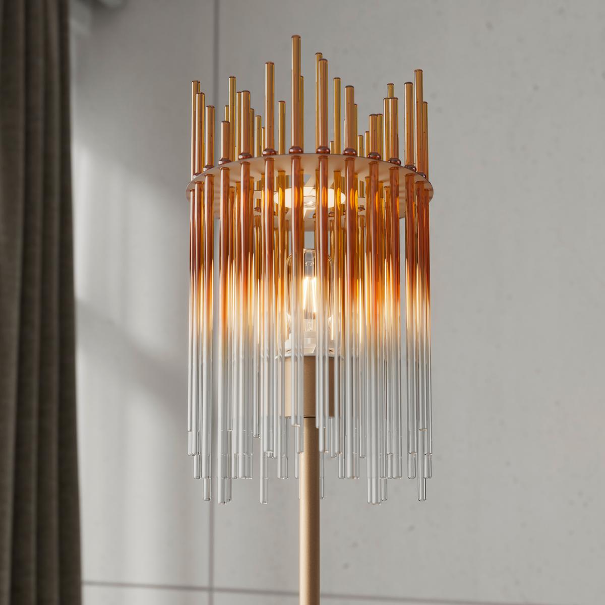 Stehleuchte Stab Bernsteinfarben max. 40 Watt - Champagner/Transparent, MODERN, Glas/Kunststoff (25l)