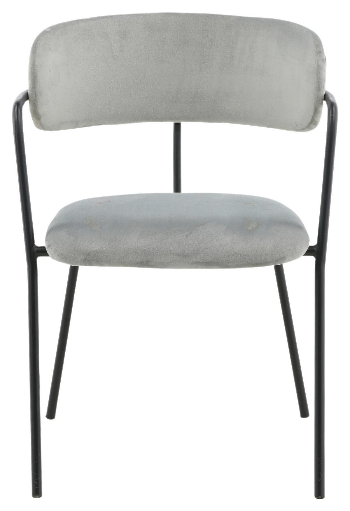Stuhl-Set Arrow 2er-Set ca. 58x79 cm Samt Grau - Schwarz/Grau, Design, Textil/Metall (58/79/61cm) - Livetastic